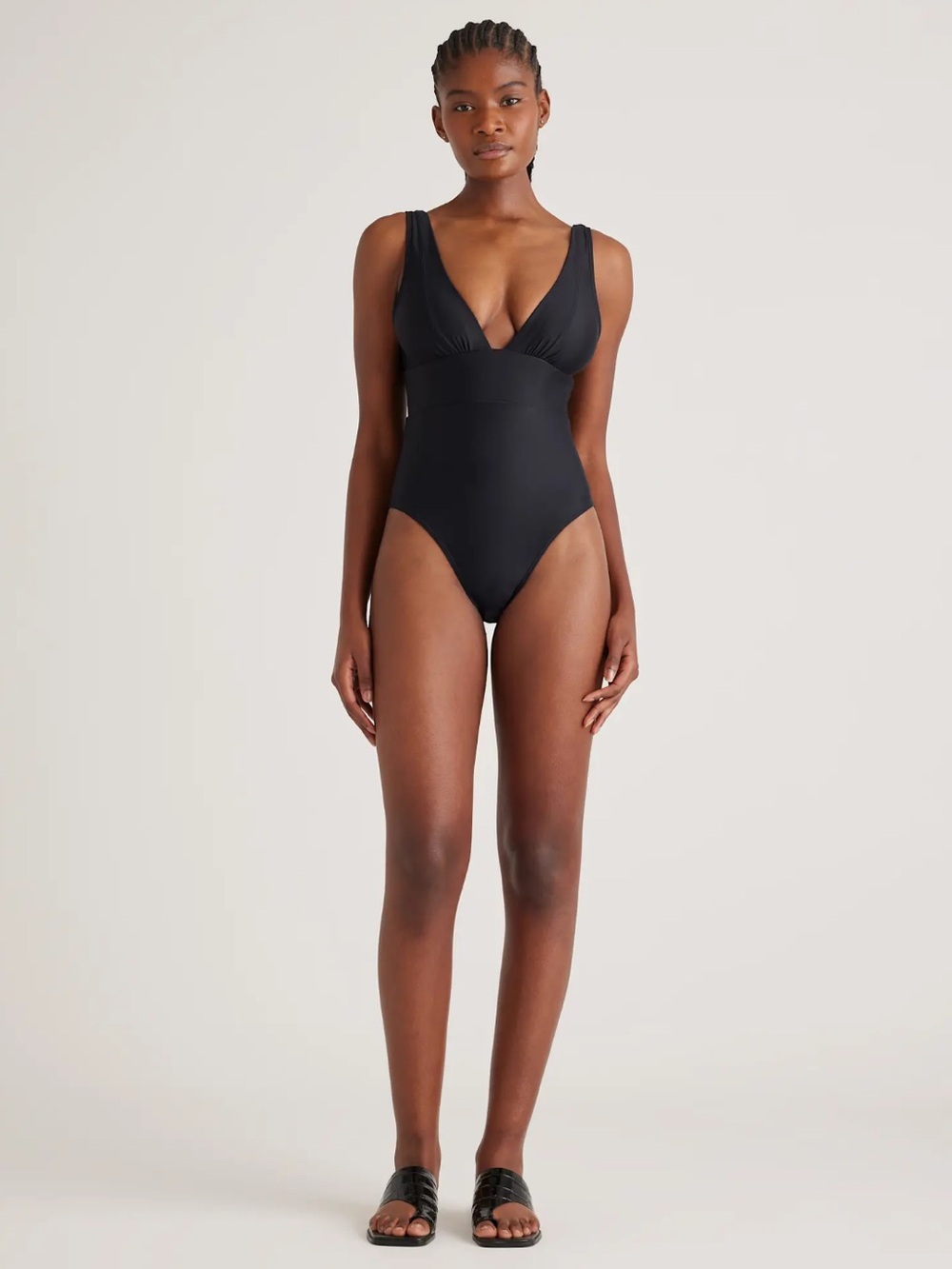 Quince Italian Plunge One-Piece Swimsuit